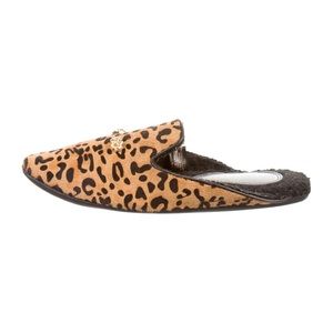 Derek Lam pony hair leopard slippers